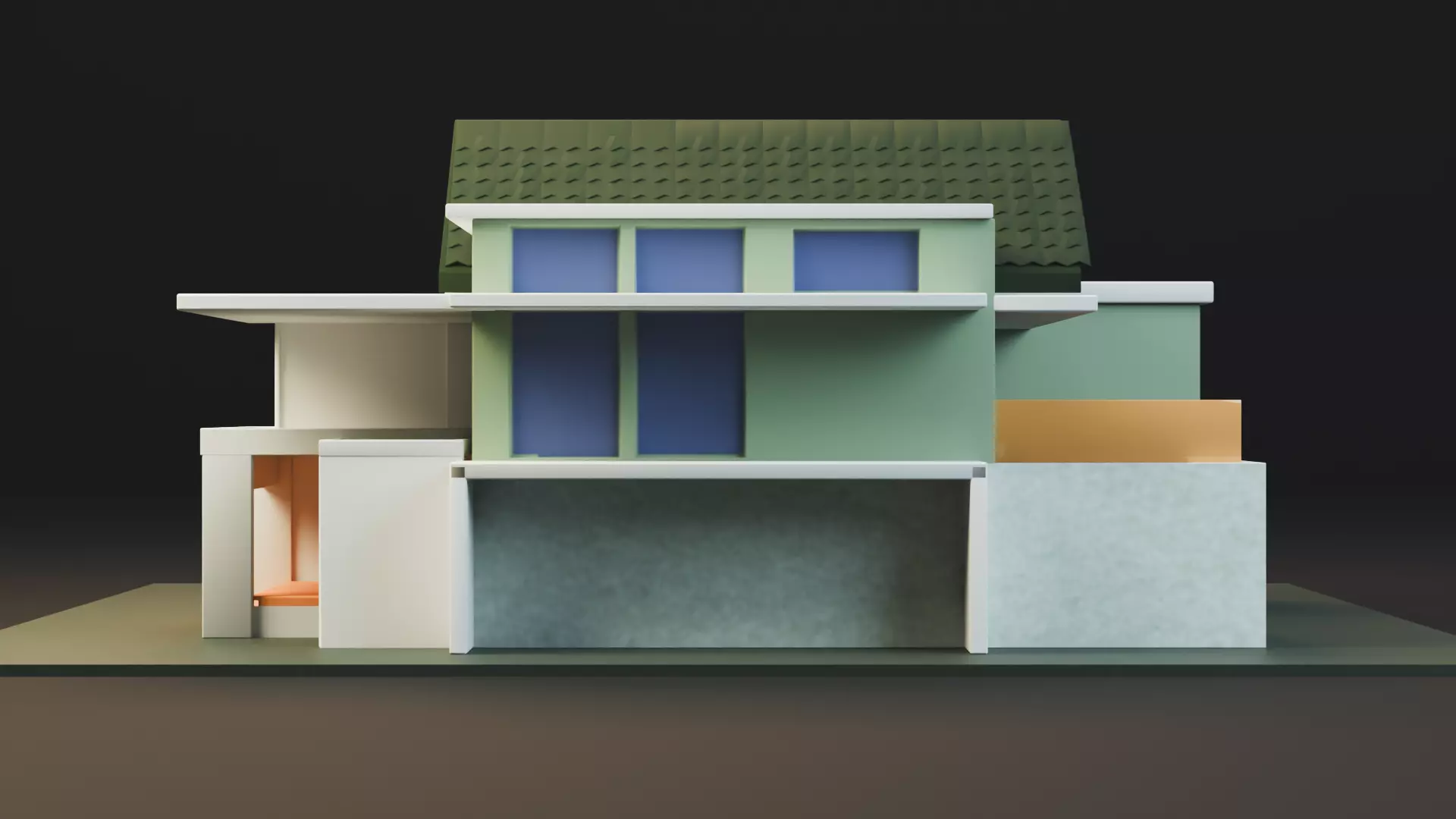 Modern Two-Storey House UV Unwrapped 3D Architectural Model Low-poly 3D model_10