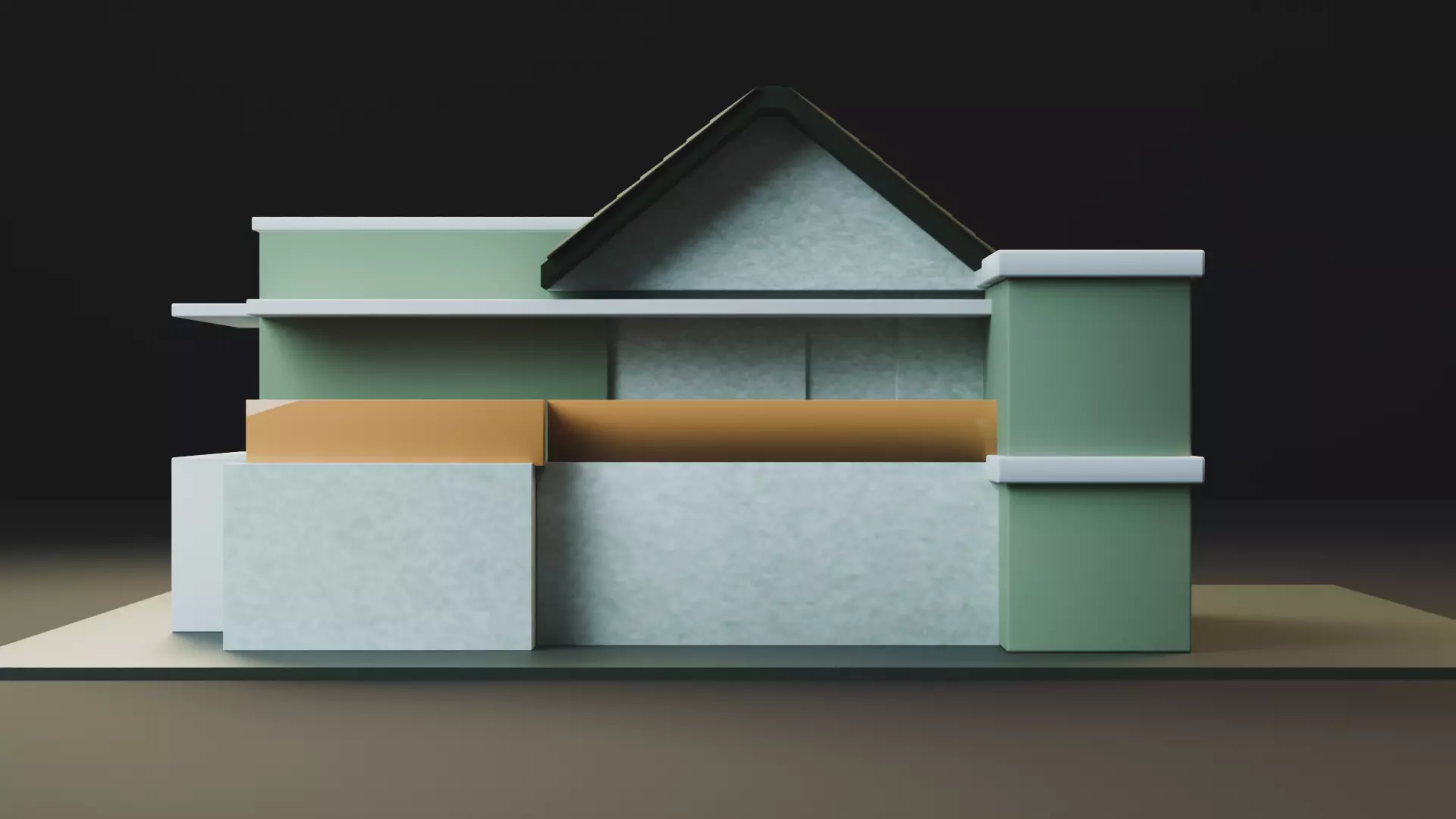 Modern Two-Storey House UV Unwrapped 3D Architectural Model Low-poly 3D model_9