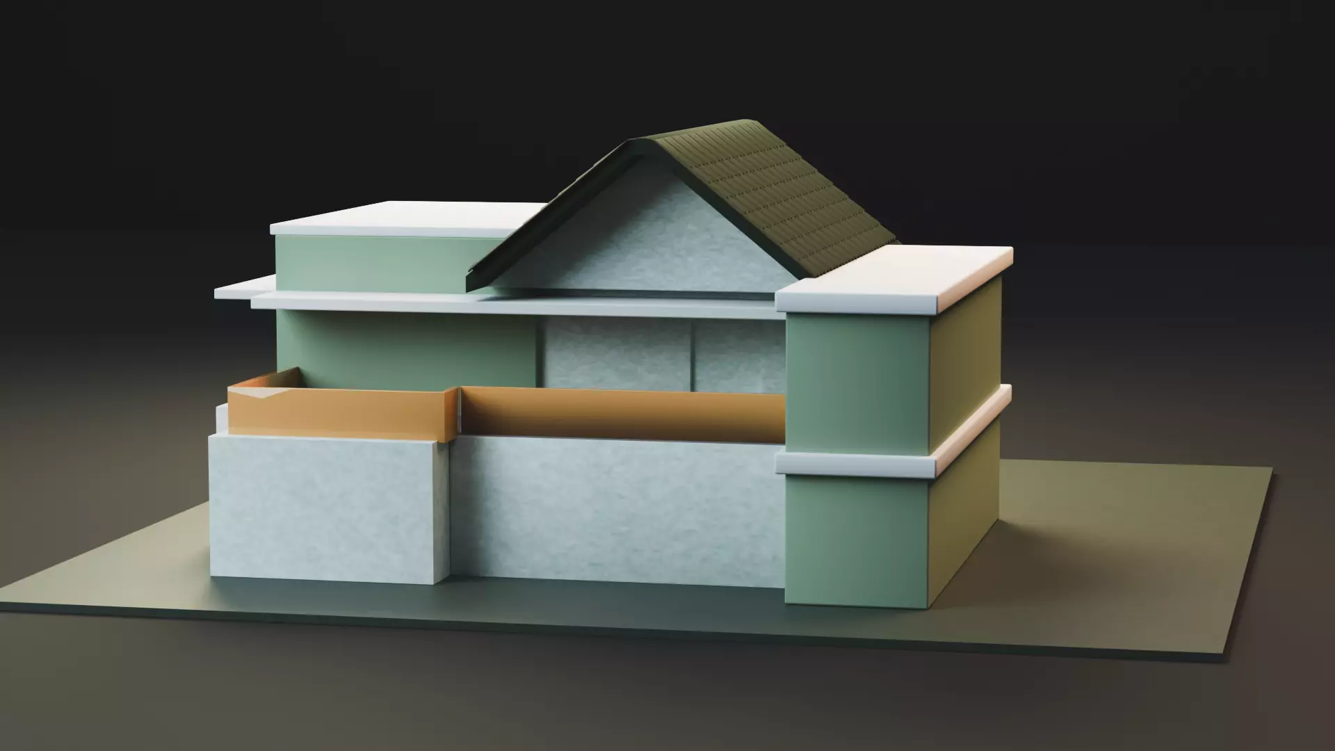 Modern Two-Storey House UV Unwrapped 3D Architectural Model Low-poly 3D model_7