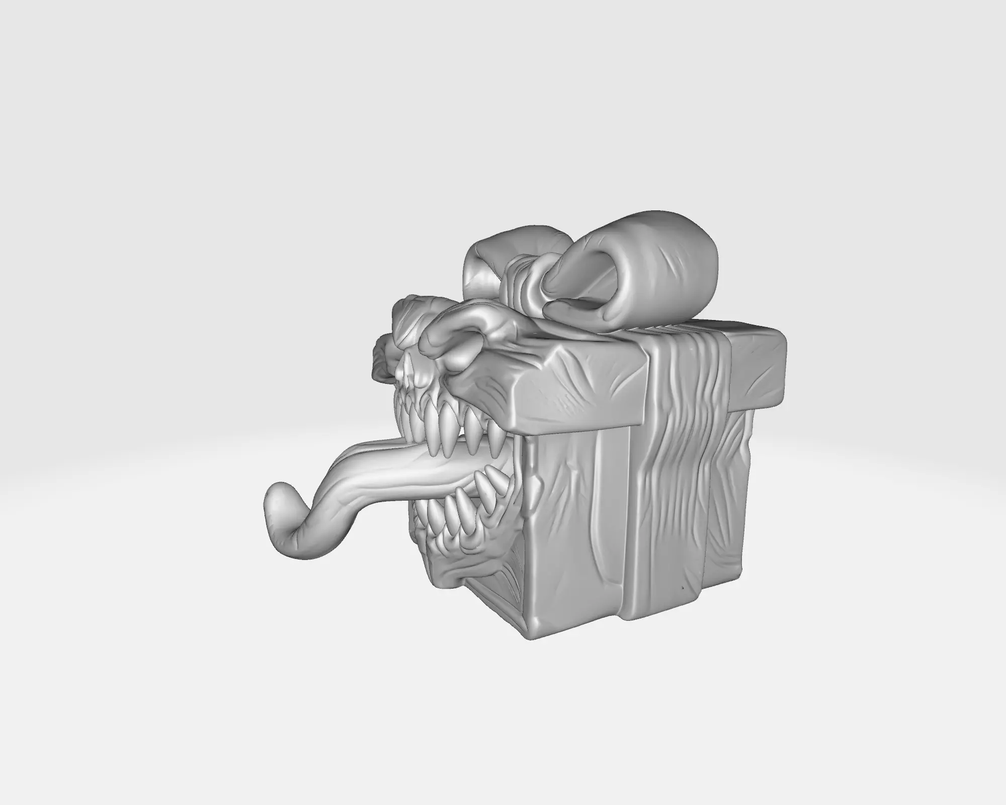 Demonic Gift Box Monster Present Box with Tongue and Teeth 3D print model_3
