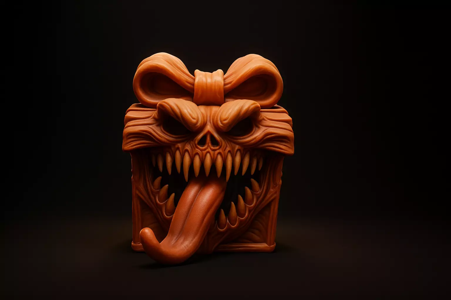 Demonic Gift Box Monster Present Box with Tongue and Teeth 3D print model_0