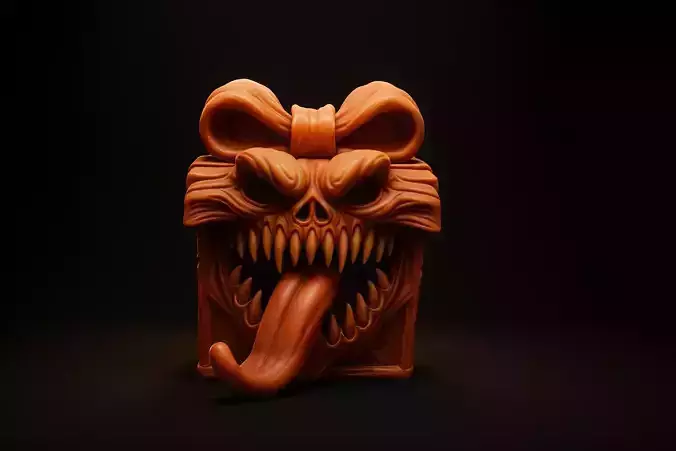 Demonic Gift Box Monster Present Box with Tongue and Teeth 3D print model Demonic Gift Box Monster Present Box with Tongue and Teeth 3D print model