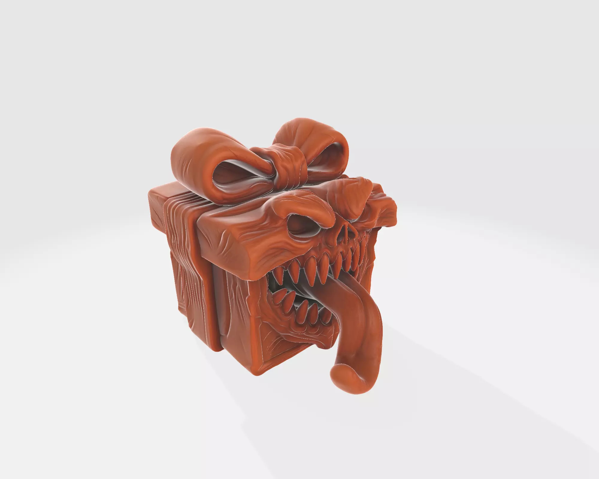 Demonic Gift Box Monster Present Box with Tongue and Teeth 3D print model_7