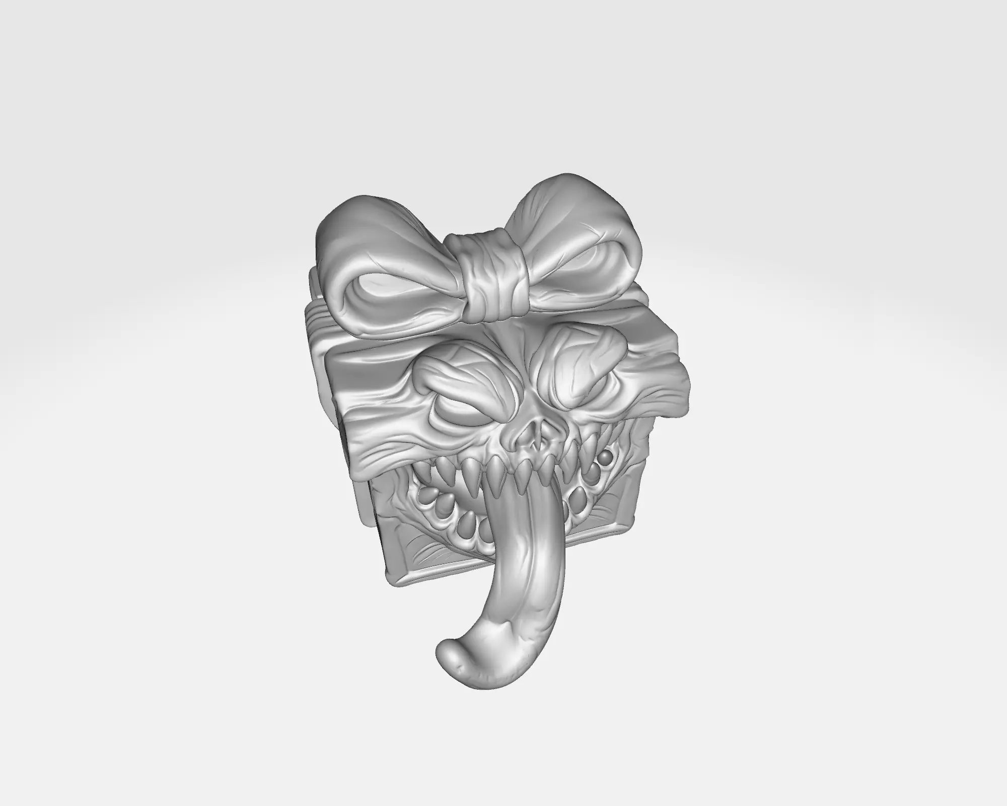Demonic Gift Box Monster Present Box with Tongue and Teeth 3D print model_8