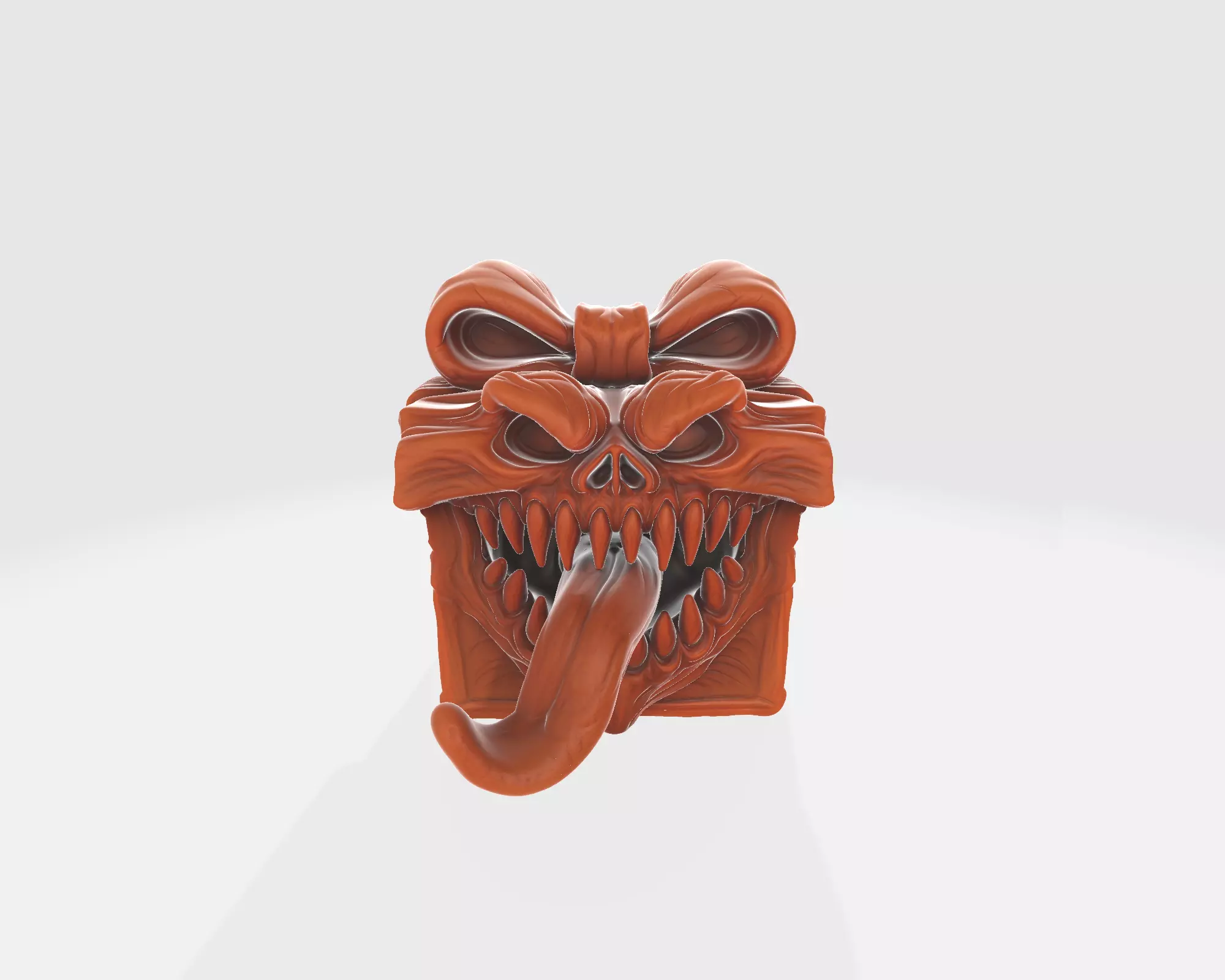 Demonic Gift Box Monster Present Box with Tongue and Teeth 3D print model_4