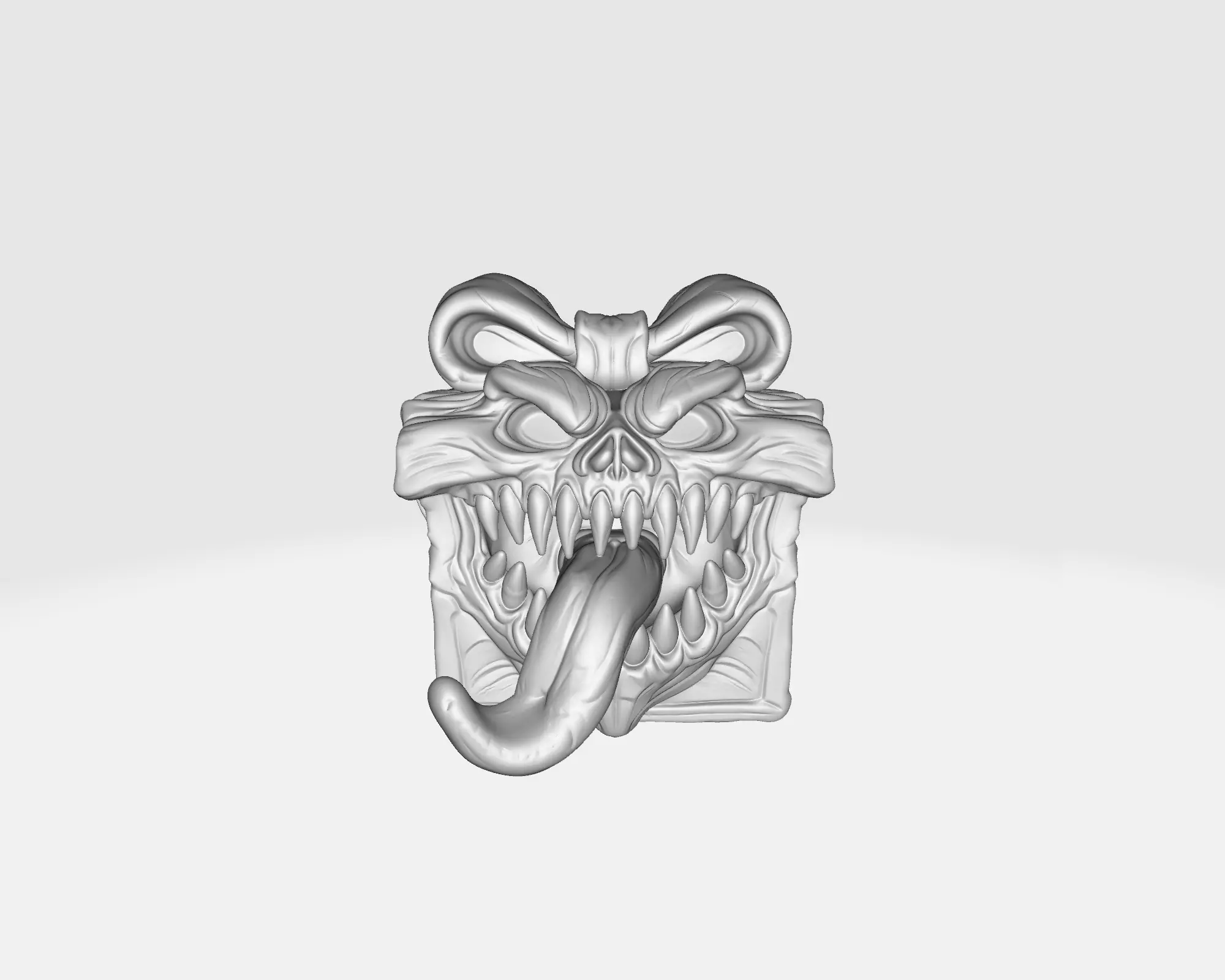 Demonic Gift Box Monster Present Box with Tongue and Teeth 3D print model_1