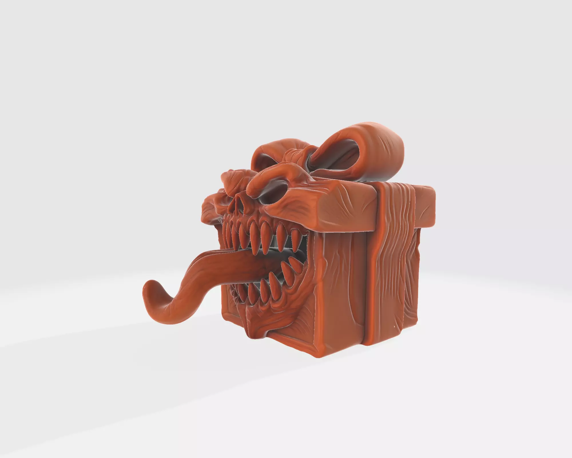 Demonic Gift Box Monster Present Box with Tongue and Teeth 3D print model_5