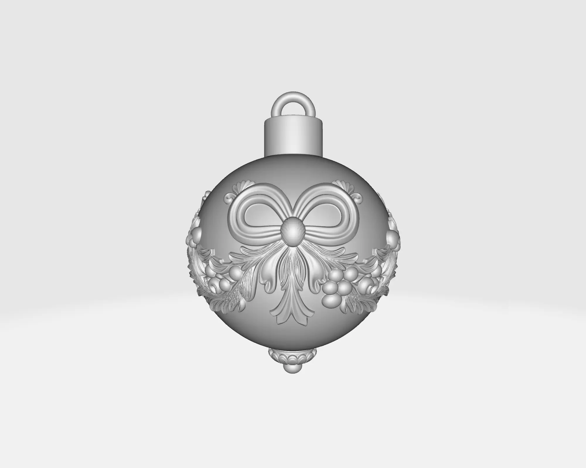 Elegant Christmas Ornament with Bow and Holly Decoration  3D print model_7