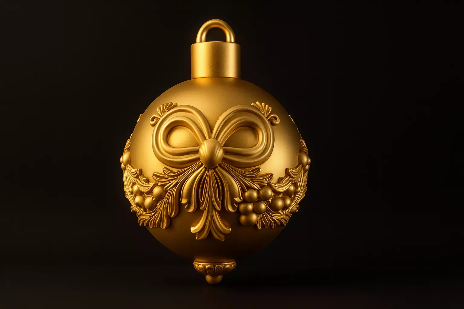 Elegant Christmas Ornament with Bow and Holly Decoration  3D print model_0