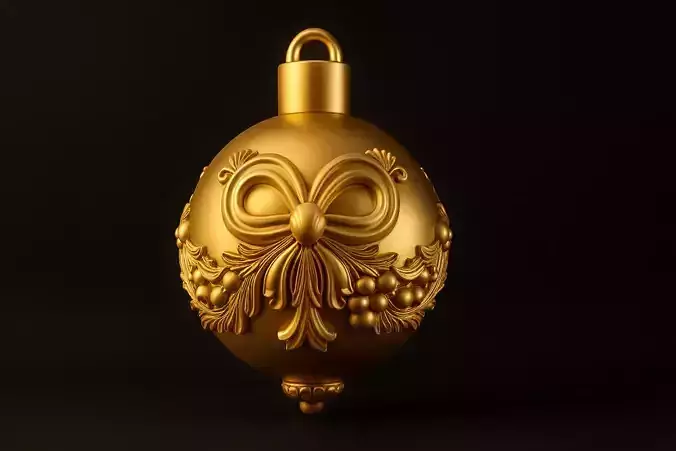 Elegant Christmas Ornament with Bow and Holly Decoration  3D print model