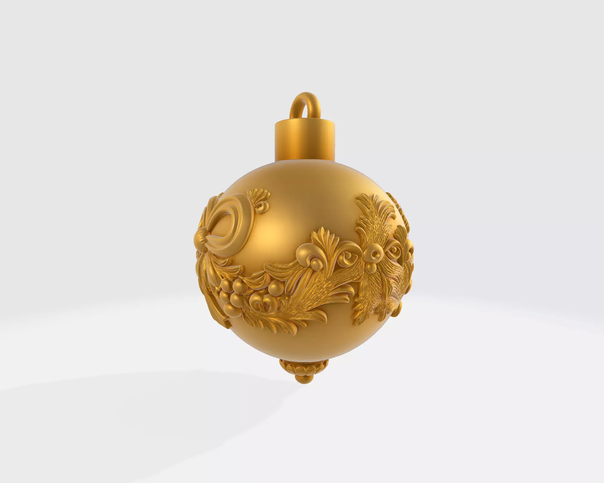 Elegant Christmas Ornament with Bow and Holly Decoration  3D print model_3