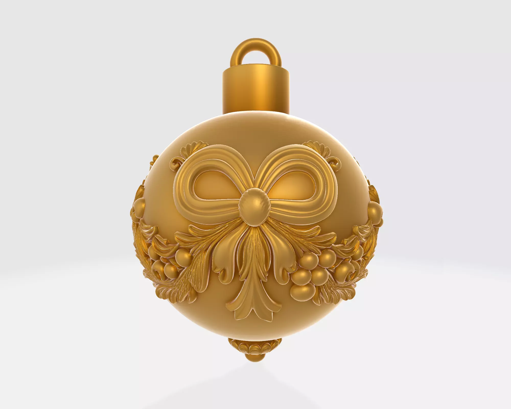 Elegant Christmas Ornament with Bow and Holly Decoration  3D print model_2
