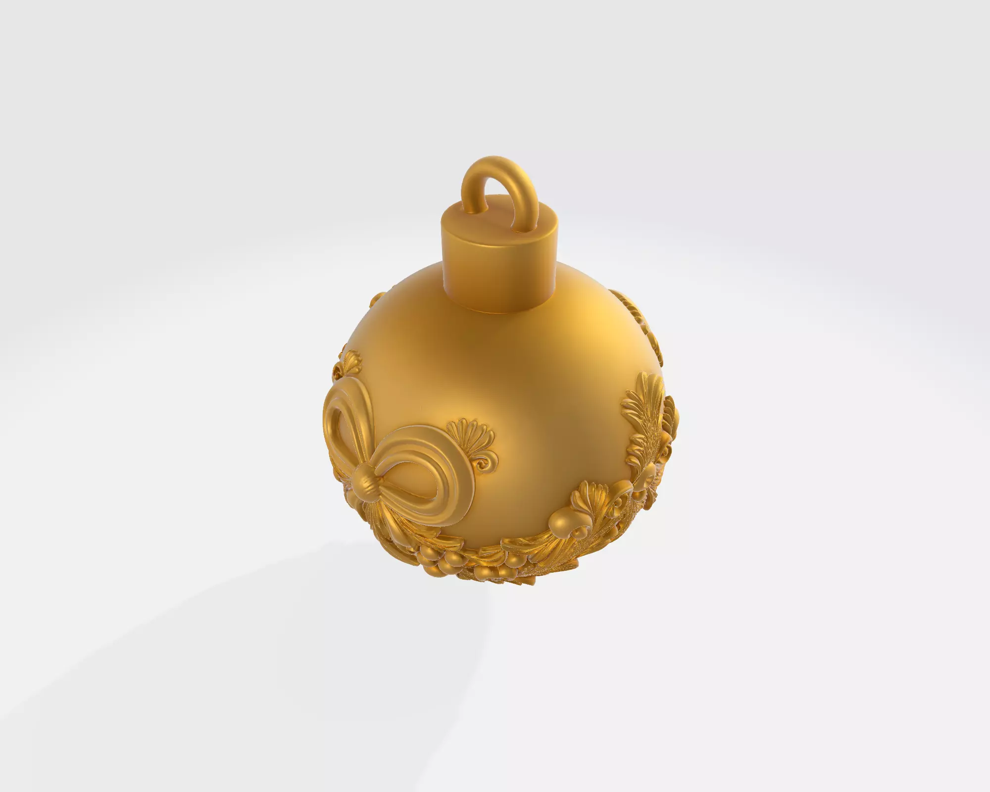 Elegant Christmas Ornament with Bow and Holly Decoration  3D print model_5