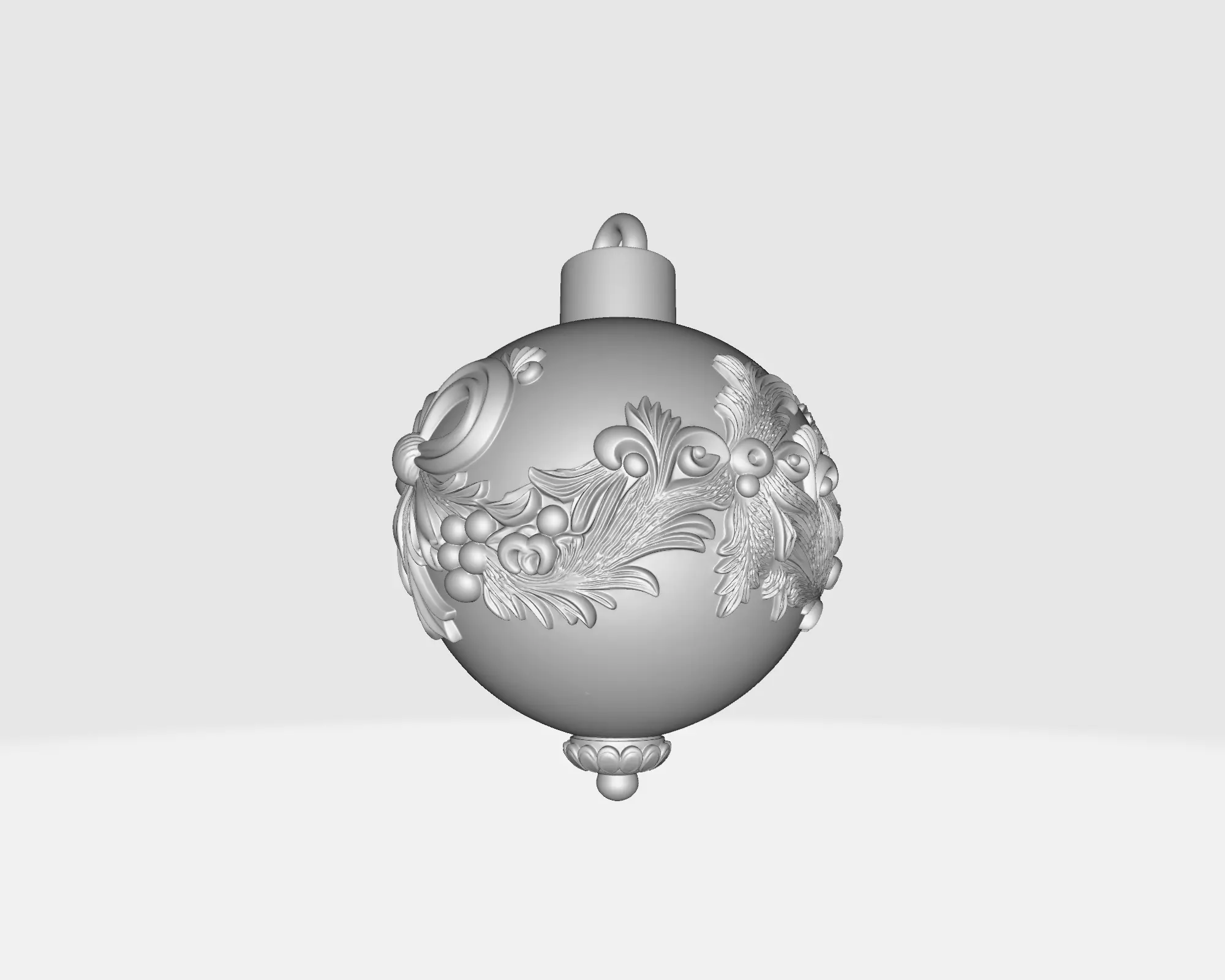 Elegant Christmas Ornament with Bow and Holly Decoration  3D print model_6