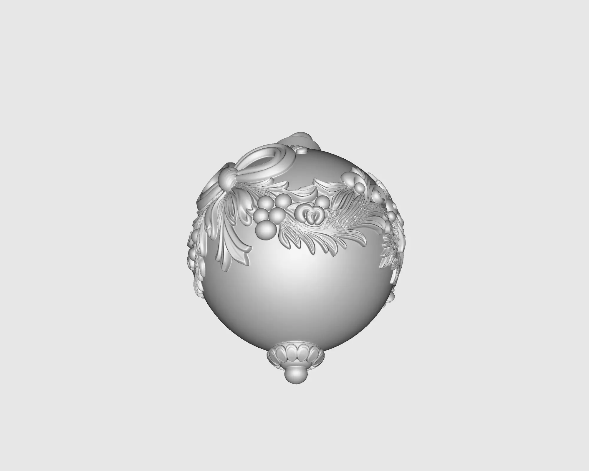 Elegant Christmas Ornament with Bow and Holly Decoration  3D print model_1