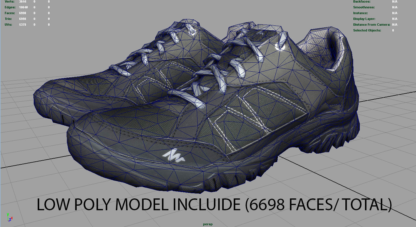 Sneakers pair of shoes Low-poly 3D model_3