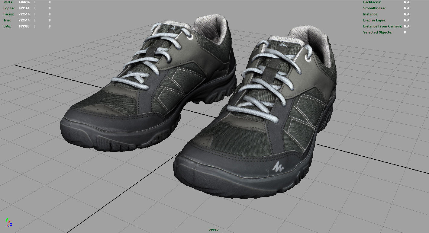 Sneakers pair of shoes Low-poly 3D model_6