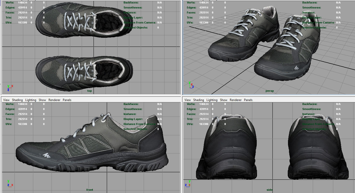 Sneakers pair of shoes Low-poly 3D model_4