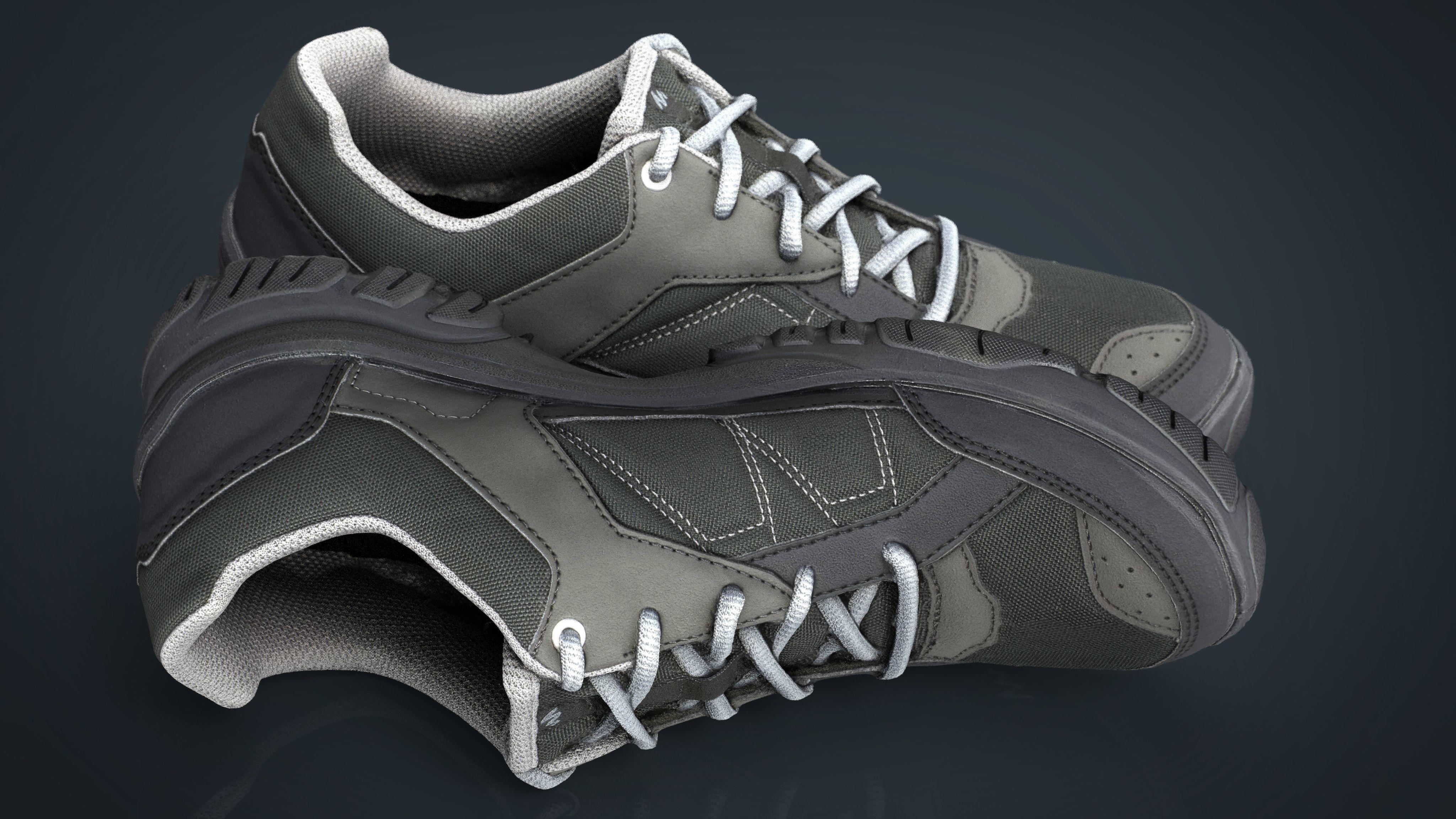 Sneakers pair of shoes Low-poly 3D model_10