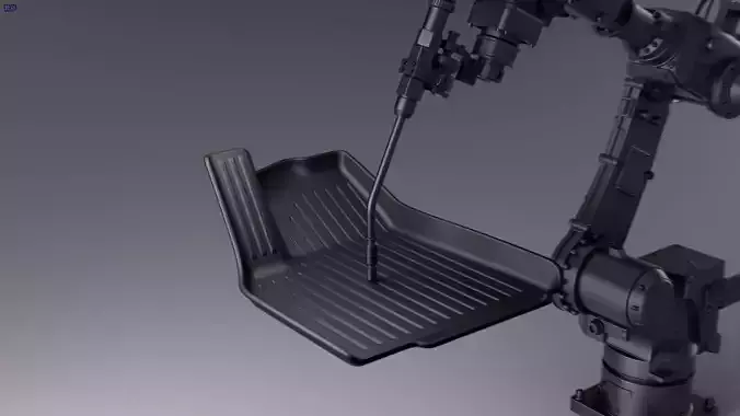 Car floor mat foot injection molding robotic arm tech scifi C4D