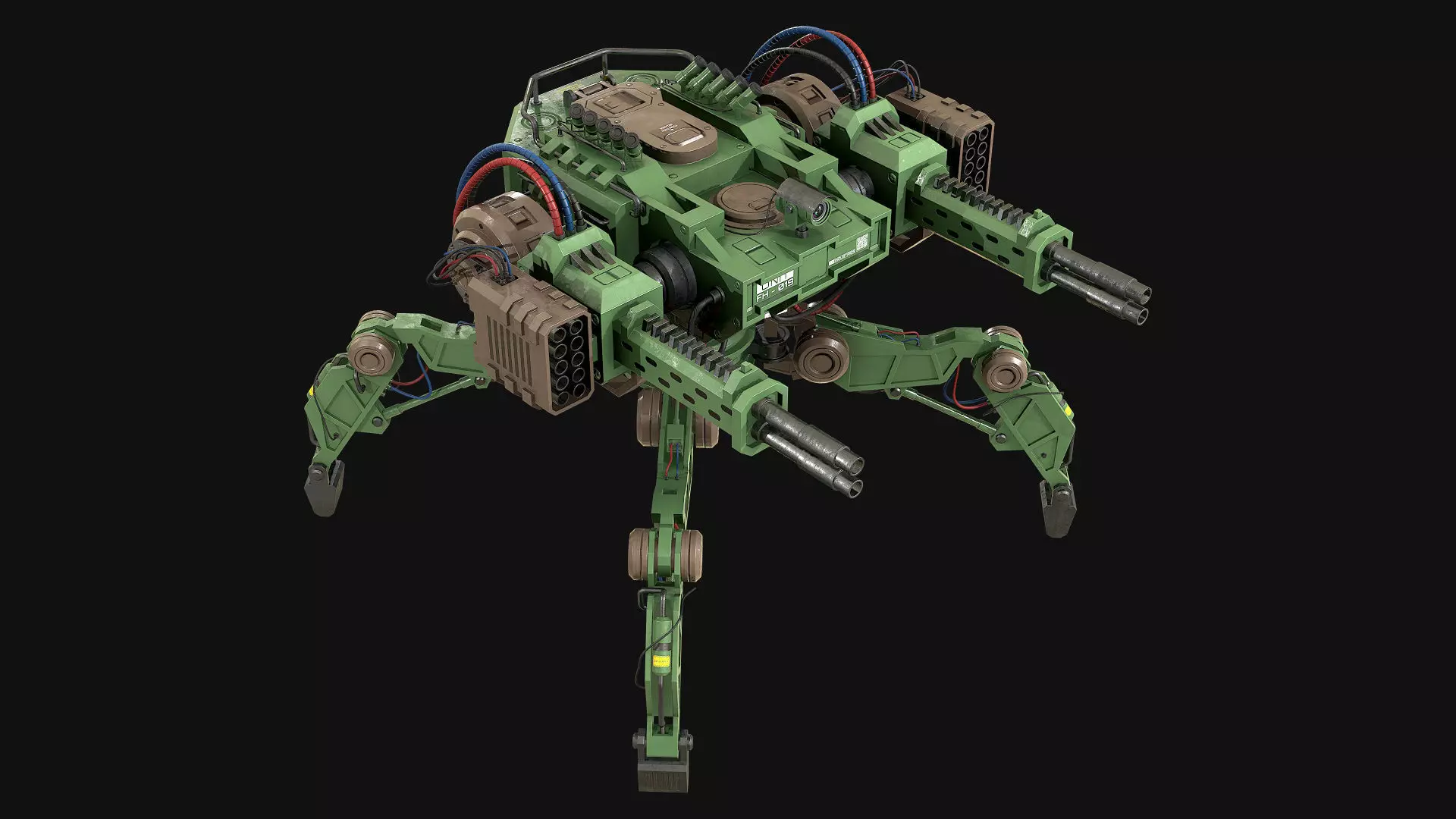 Walking Turret Concept-1-Green 3D model_7