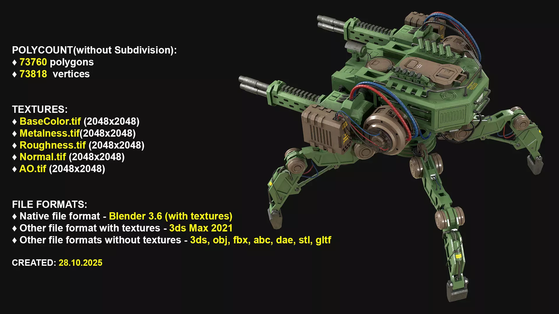 Walking Turret Concept-1-Green 3D model_3