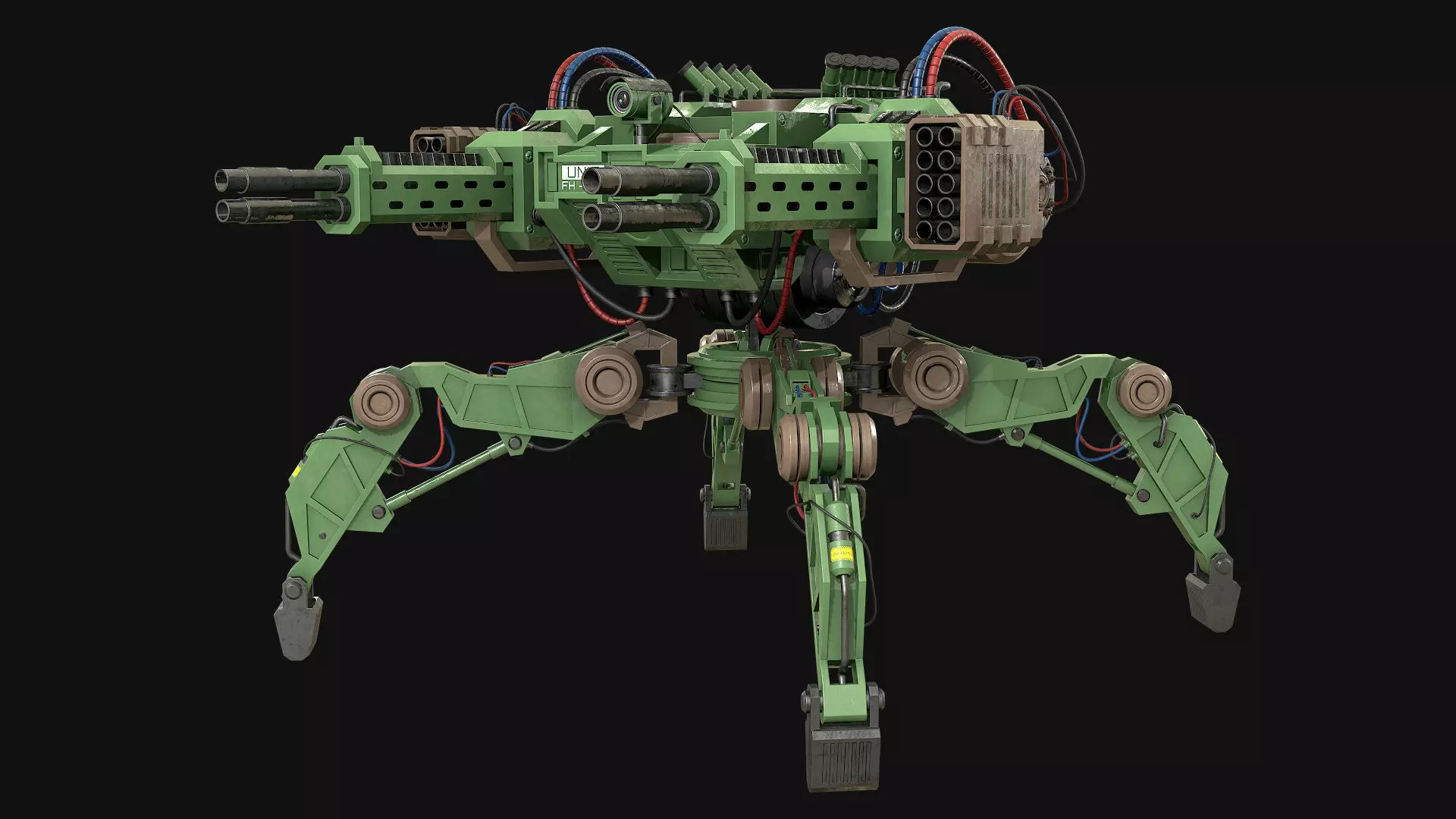 Walking Turret Concept-1-Green 3D model_2