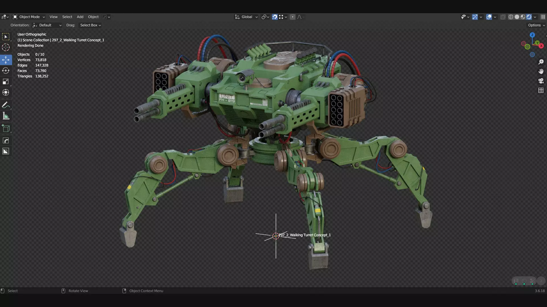 Walking Turret Concept-1-Green 3D model_25
