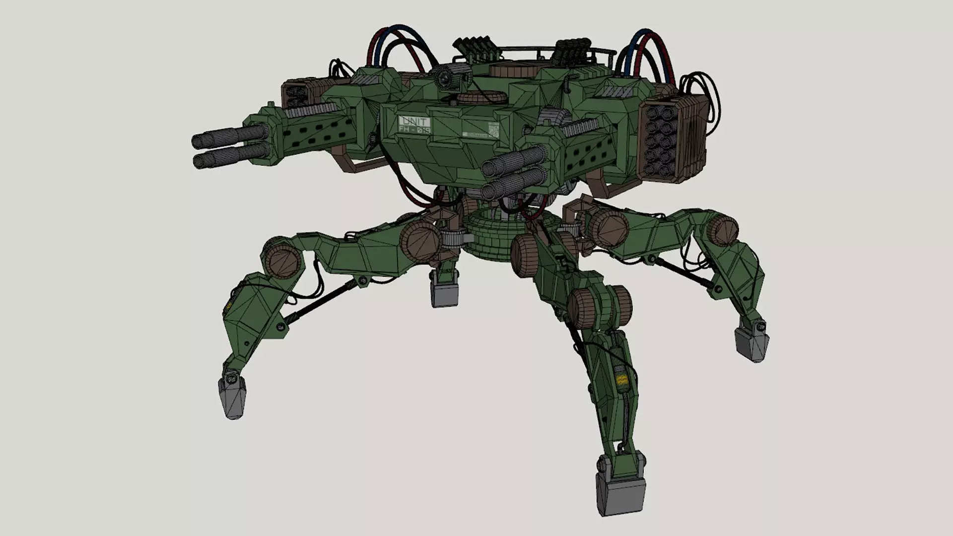 Walking Turret Concept-1-Green 3D model_27