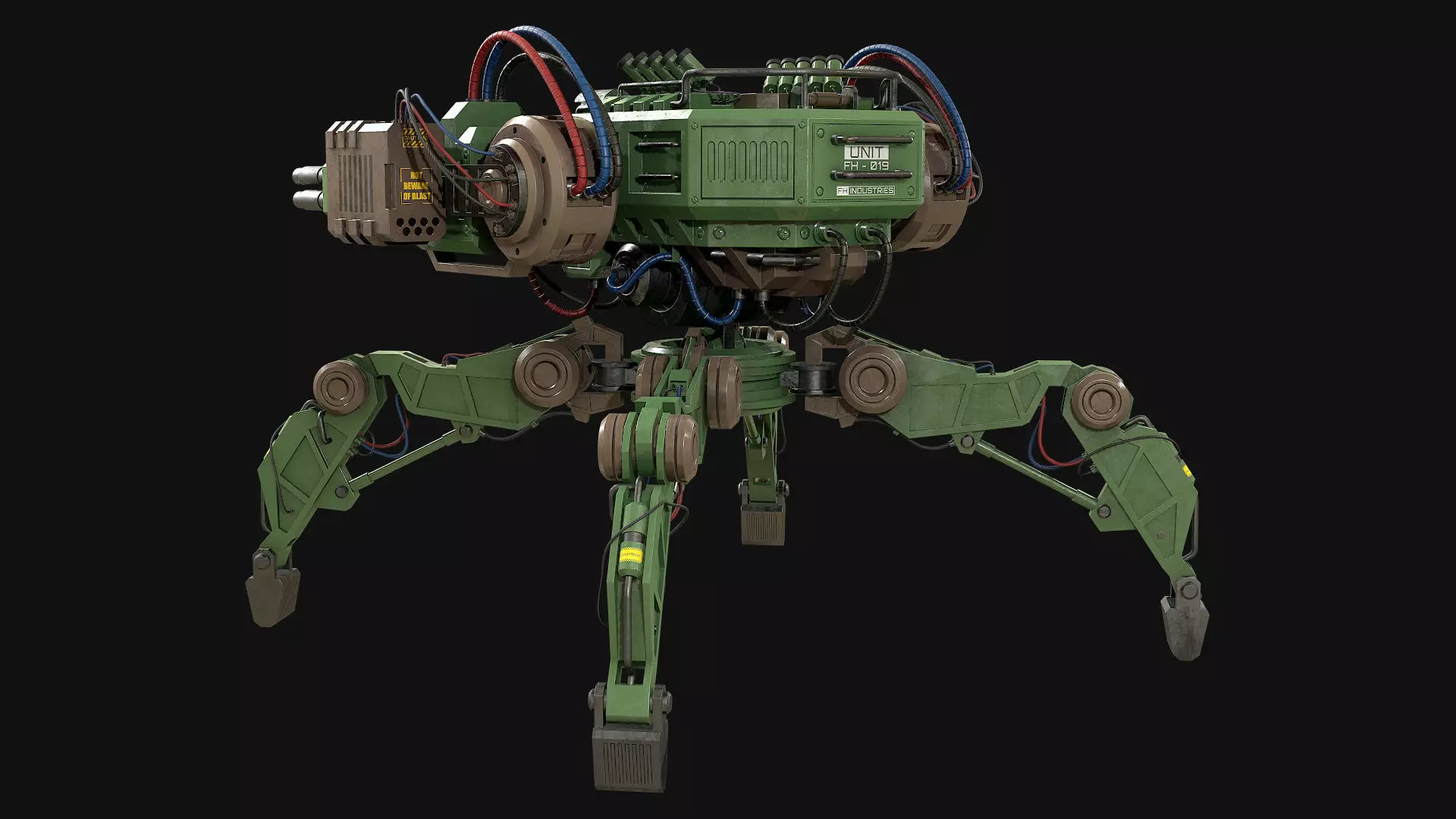 Walking Turret Concept-1-Green 3D model_4