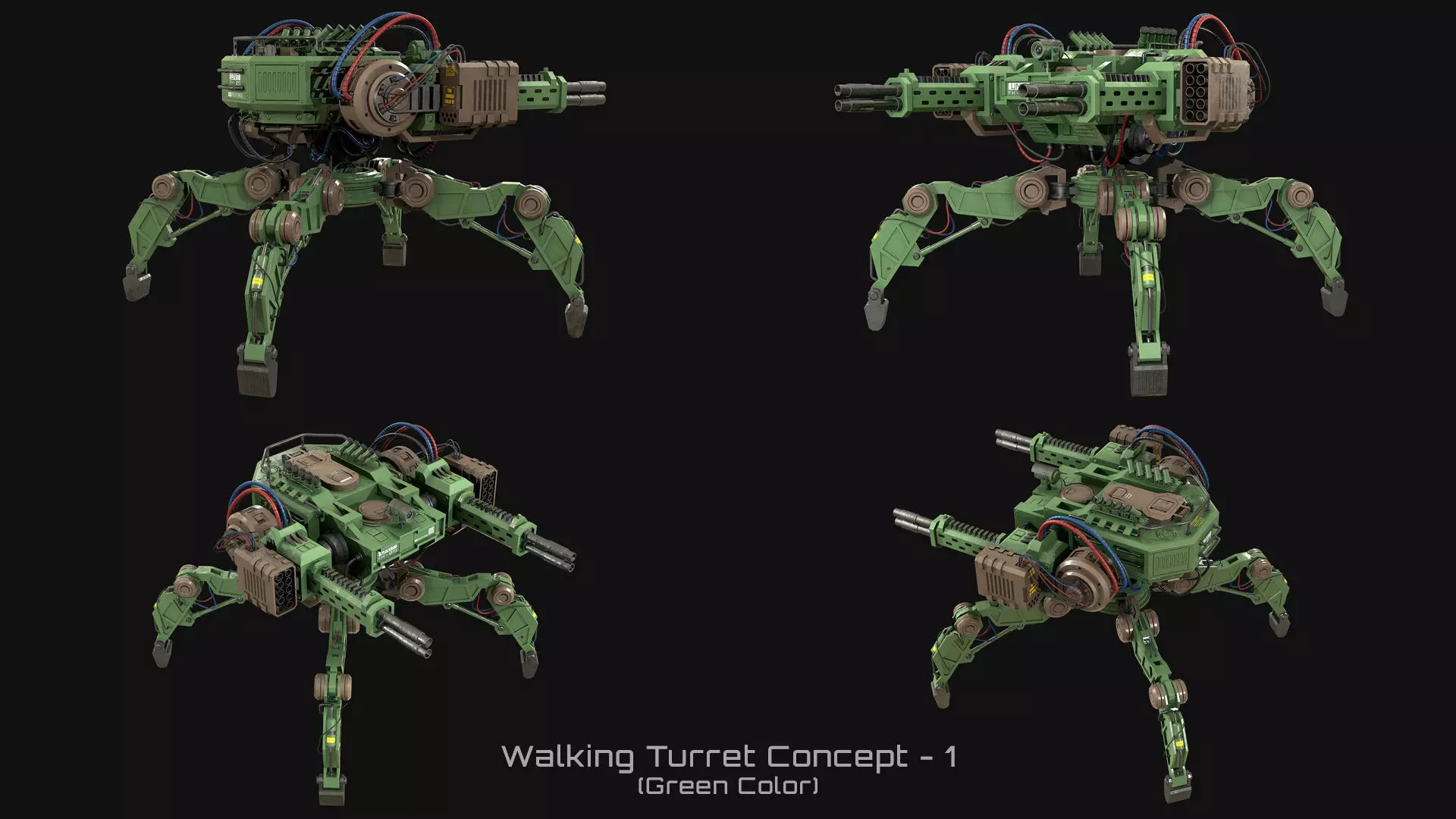 Walking Turret Concept-1-Green 3D model_9