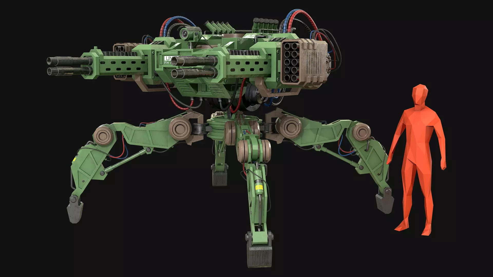Walking Turret Concept-1-Green 3D model_1