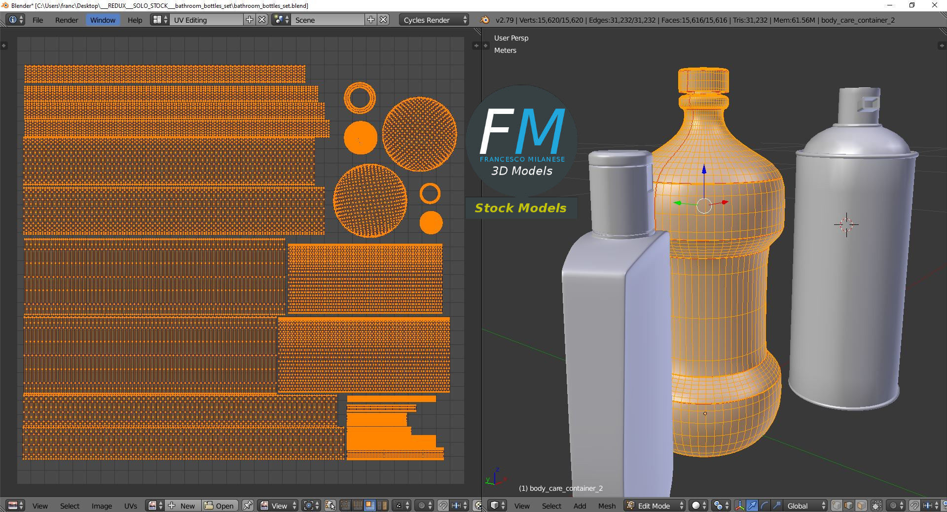 Bathroom bottles set 3D model_10