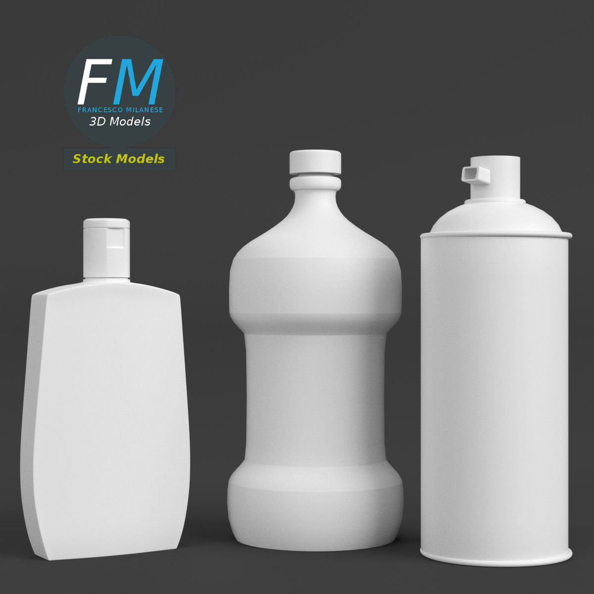 Bathroom bottles set 3D model_3