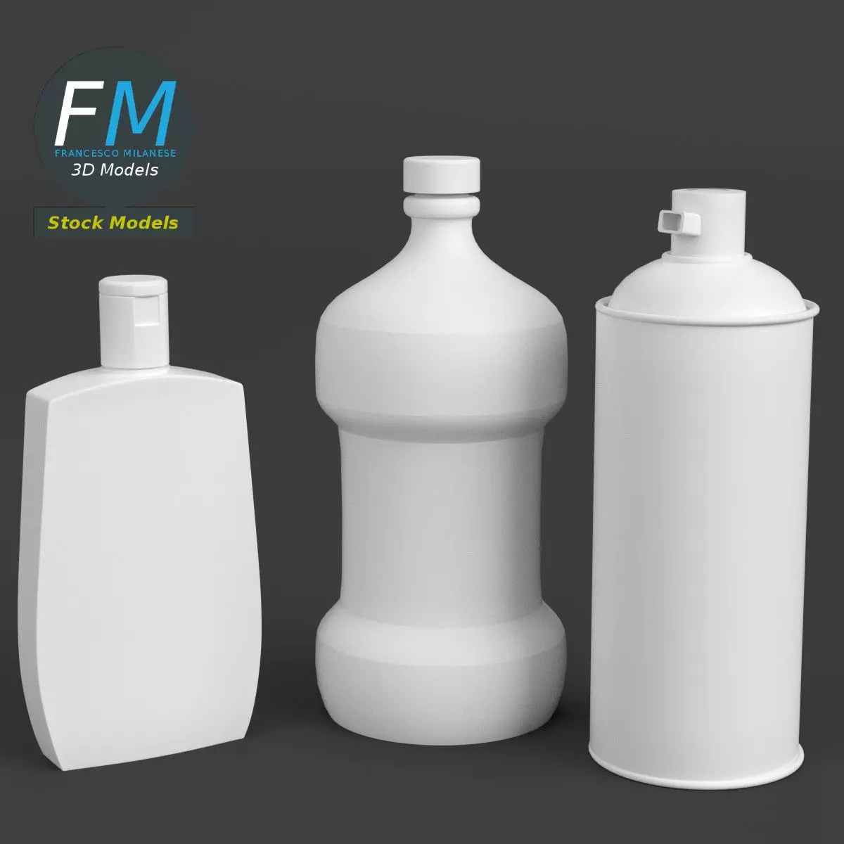 Bathroom bottles set 3D model_0