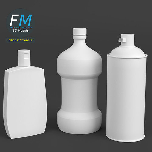 Bathroom bottles set 3D model