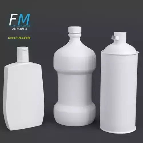 Bathroom bottles set 3D model