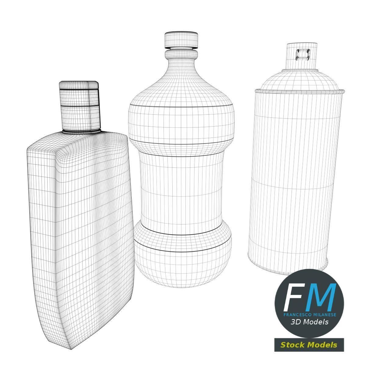 Bathroom bottles set 3D model_7