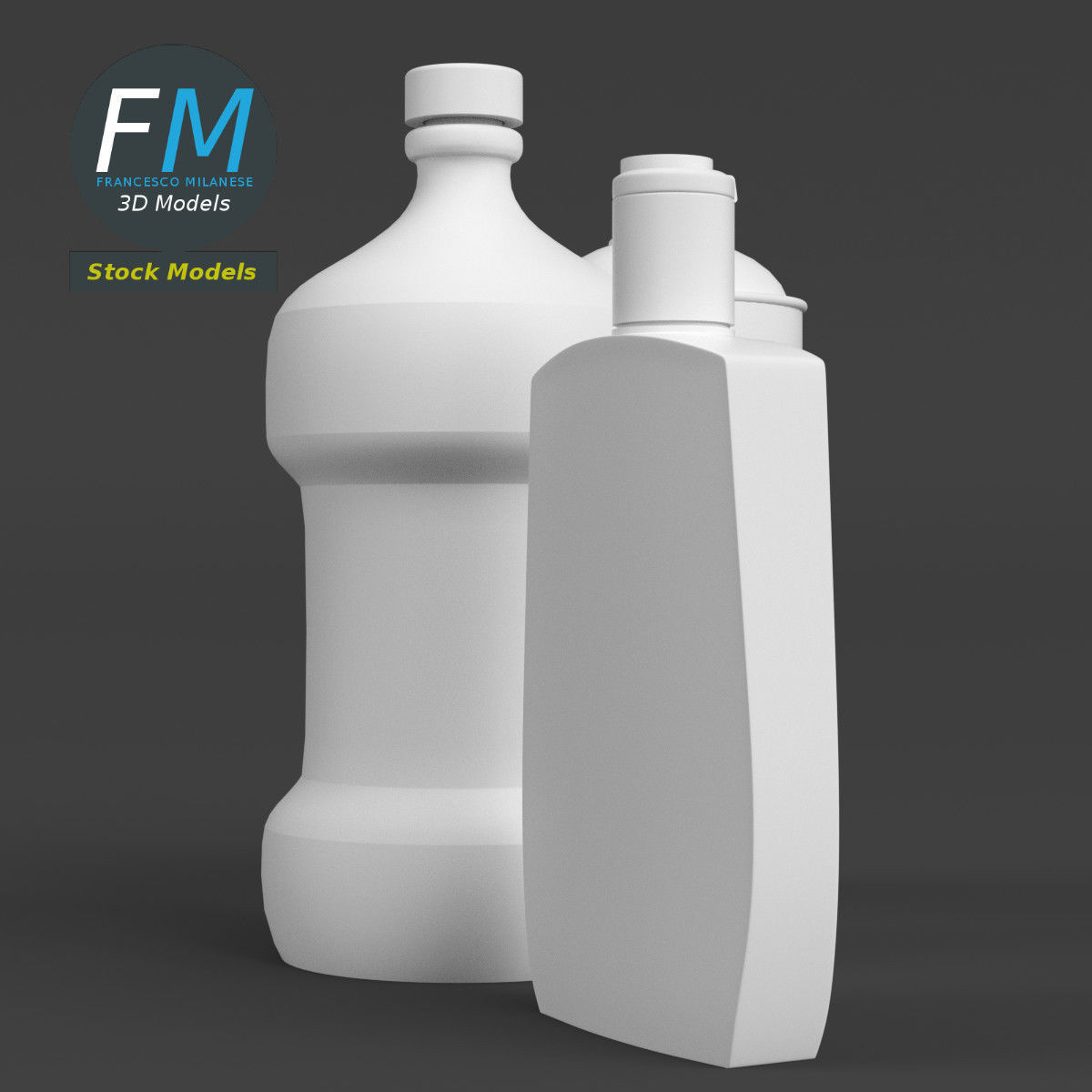 Bathroom bottles set 3D model_4