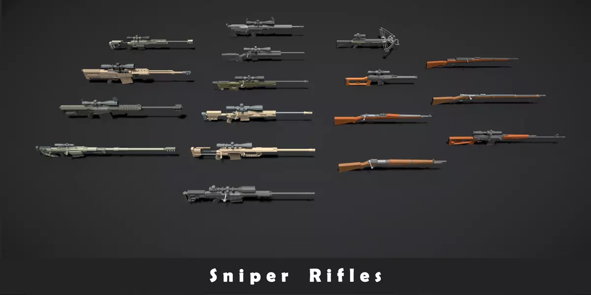 Weapons Pack Guns Free 3D model_2