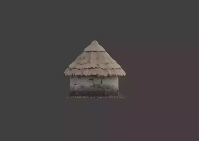 Rustic Straw Hut Low-poly 3D model 2