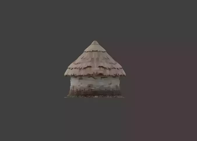 Rustic Straw Hut Low-poly 3D model 3