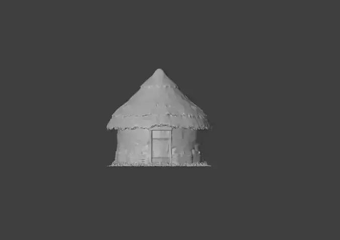 Rustic Straw Hut Low-poly 3D model 7