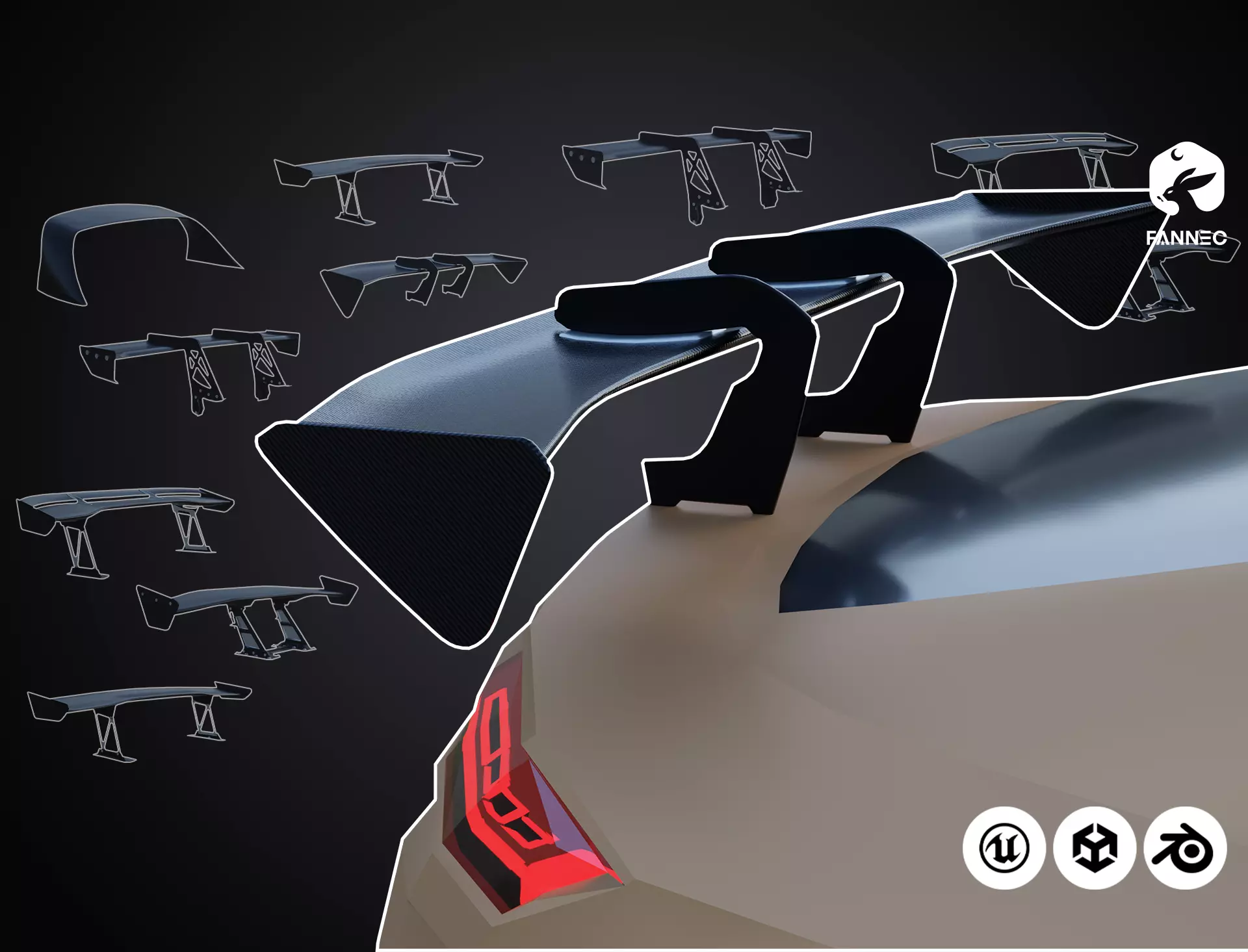 WINGS - Spoilers Collection III - All Formats Low-poly 3D model_0