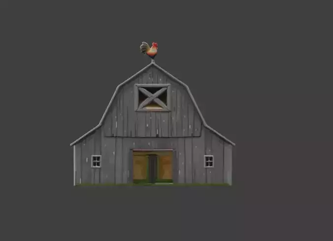 Rustic Barnhouse with Rooster Ornament Low-poly 3D model 3
