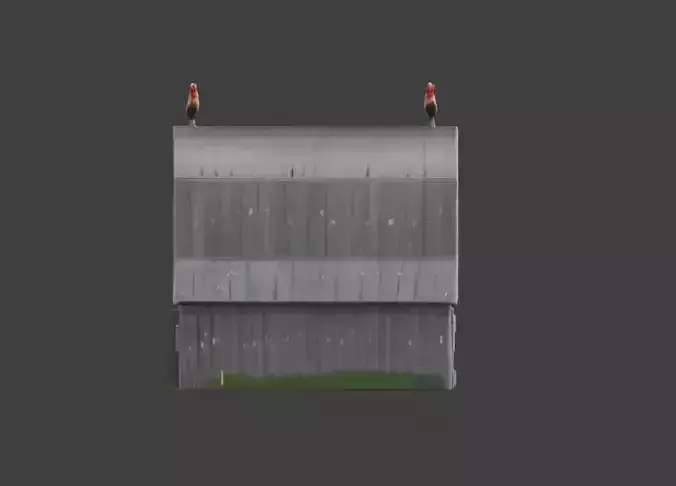 Rustic Barnhouse with Rooster Ornament Low-poly 3D model 2