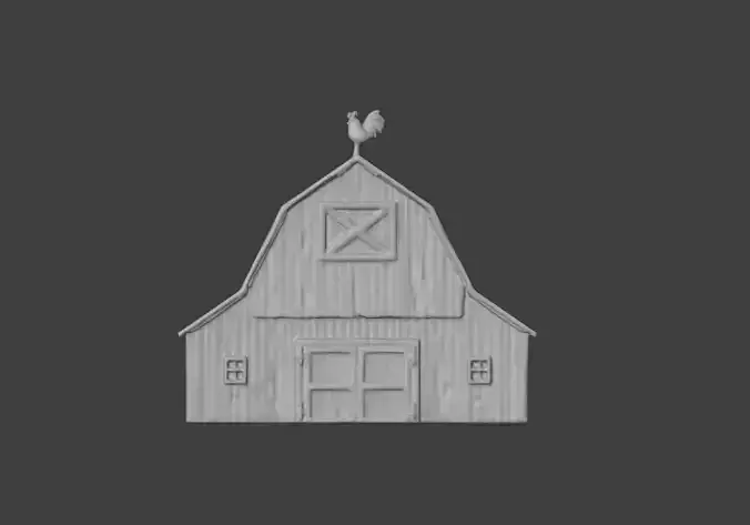 Rustic Barnhouse with Rooster Ornament Low-poly 3D model 7