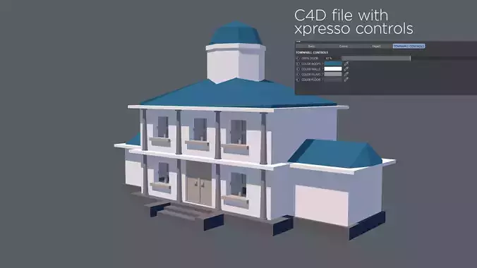 Low polygon town hall city hall building for games or 3D project Free low-poly 3D model