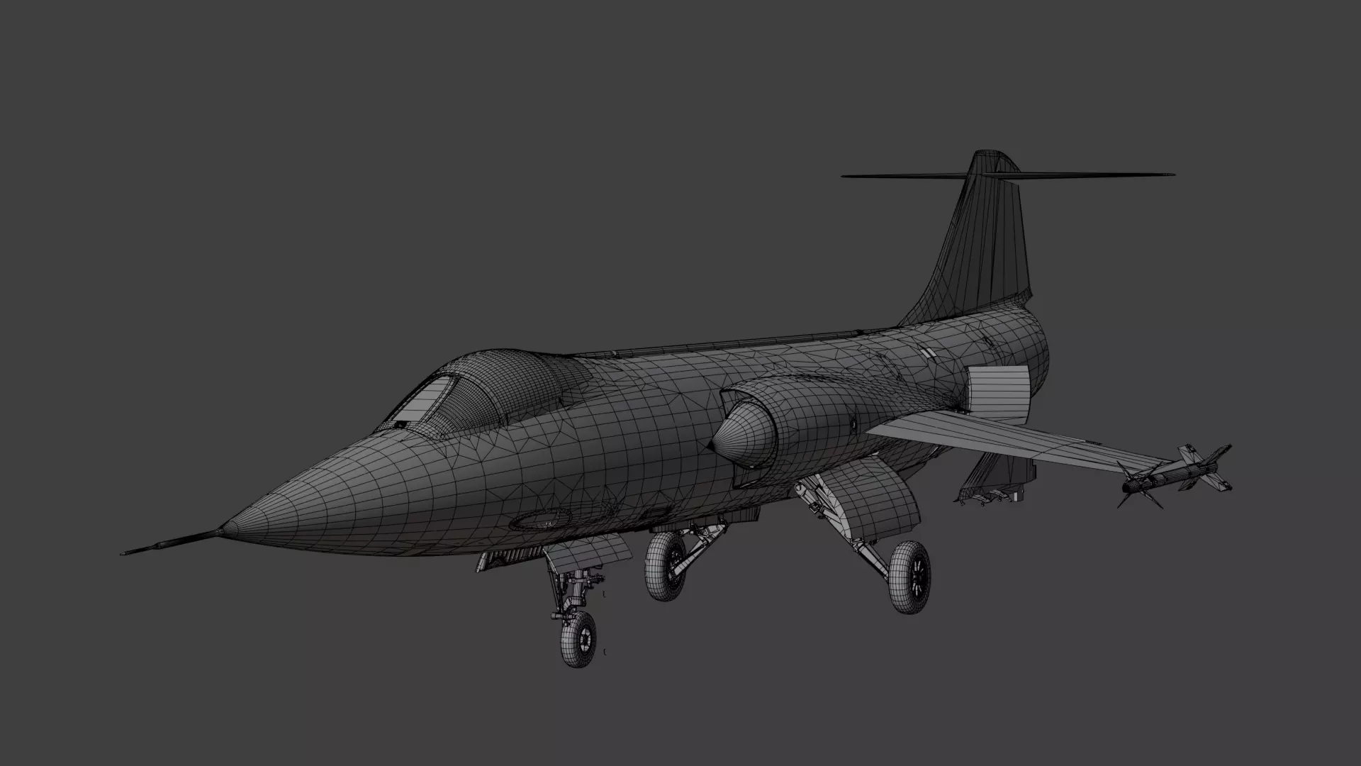 F104G starfighter fighter jet Low-poly 3D model_24