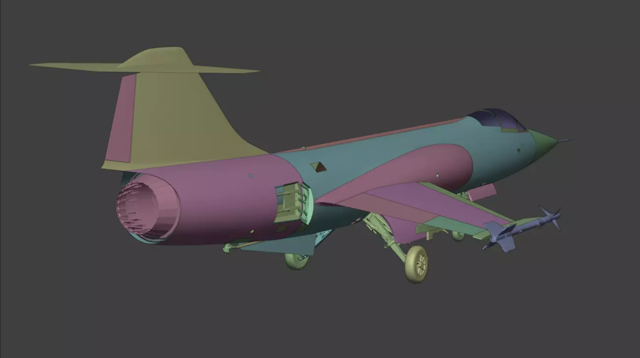 F104G starfighter fighter jet Low-poly 3D model_13